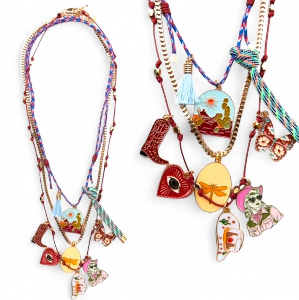 ZARA 3-PACK CORD CHAIN MEDALLION NECKLACES